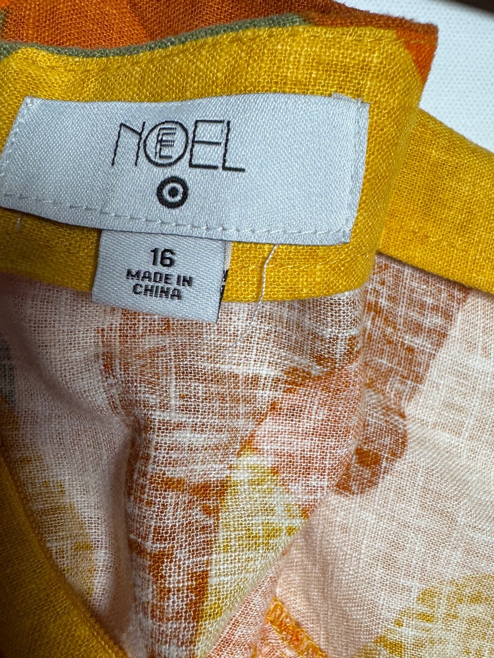 Fe Noel x Target Mini Skirt Size 16 Abstract Orange Yellow  55% Linen 45% rayon - Picture 4 of 8